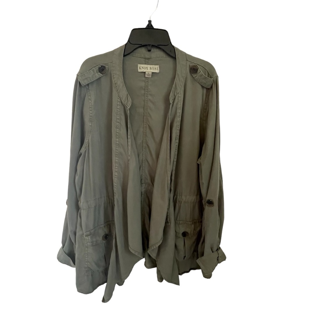 Knox Rose Army Green Open Front Jacket - L